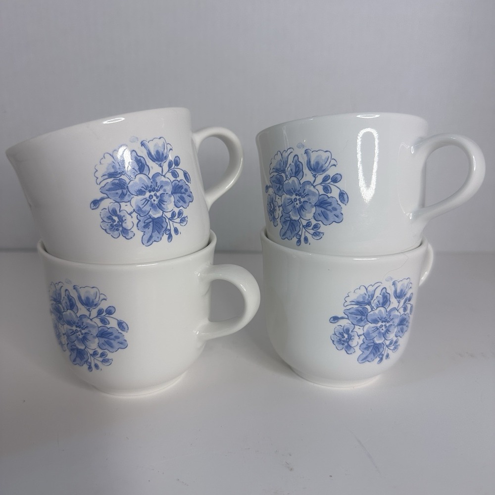 Corelle Corningware Stoneware Coffee Cups in Blue Floral Printsโ